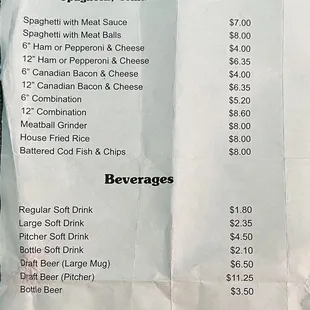 Menu (10/22/23): Spaghetti, Grinder, Hot Foods, &amp; Beverages