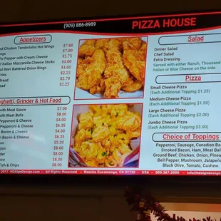 chicken wings and fried chicken, menu