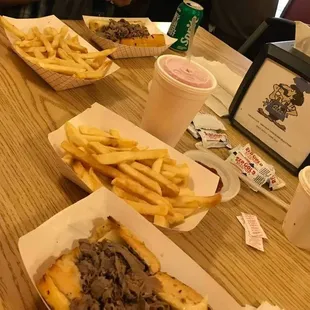 Italian Beef with cheese and fries.