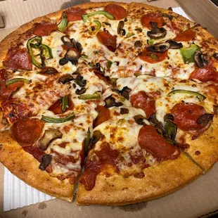 a pizza in a pizza box