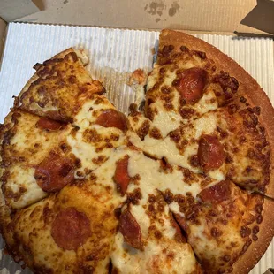 Medium pepperoni pizza! The saddest looking pizza ever!