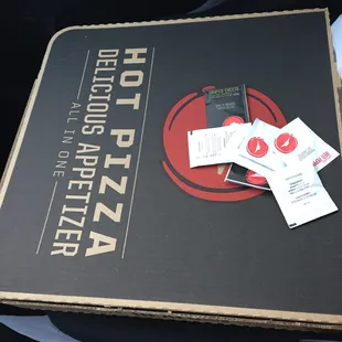 That's all the cheese and peppers I've got for LARGE pizza. Plates, Napkins, GREETING? NOTHING unless I ask them. NO CUSTOMER SERVICE.