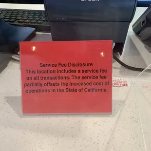 Service Fee Disclosure