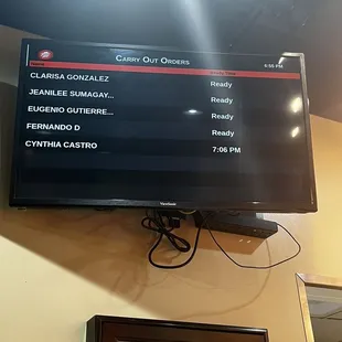 a menu on the wall
