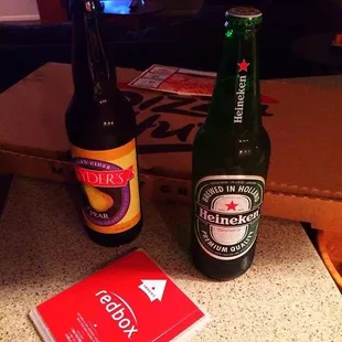 Supreme Pizza and beer from albertsons up the street...and a redbox movie :)