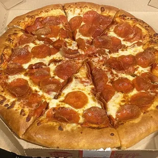 A delicious large Stuffed Crust Pizza with Pepperoni from my local Pizza Hut on La Sierra near Hole.