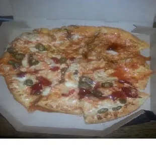 one of the NEW Sriracha pizzas...what a mess!