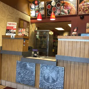 the front counter and seating area