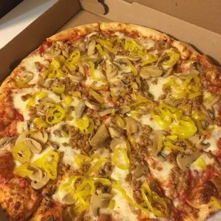 Sometimes you want a pizza made with canned mushrooms. I did. And it was delicious.