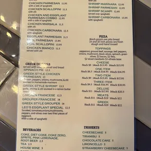 menu