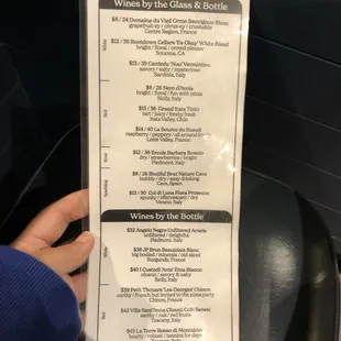 Drink menu