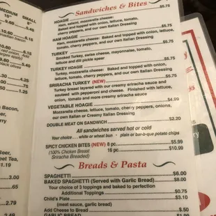 a menu for a restaurant