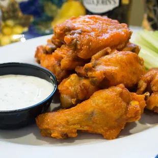 Wings: Available in 6, 12, &amp; 50 counts. Flavors: Mild, Hot, BBQ, Old Bay, or Naked