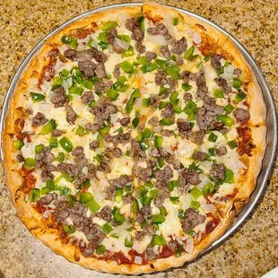 2&apos;17&apos;2022 Small Cheese, Green Pepper and Onion Pizza.