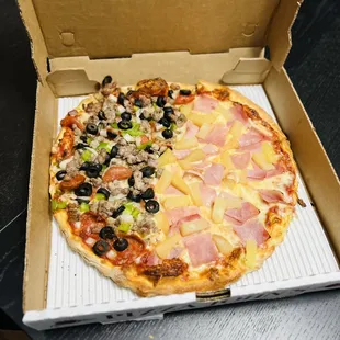 Half the works and half hawaiian