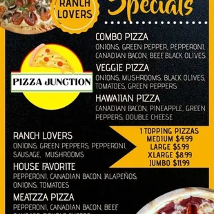 a menu for a football season special