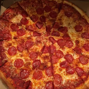 Jumbo size pepperoni pizza