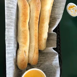 Breadsticks with cheese.