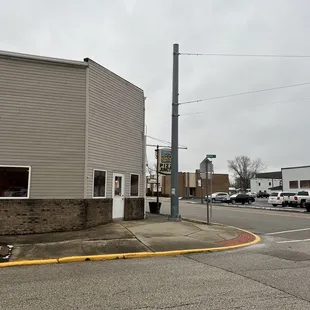 the corner of a city street