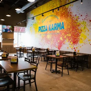 a colorful mural on the wall