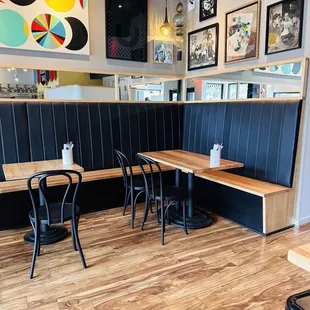 tables and booths in a restaurant