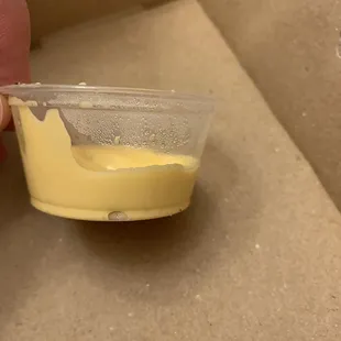 Not even half full nacho cheese for the breadsticks..