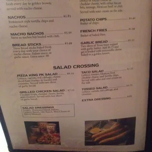 Menu at this location as of 10.25.18