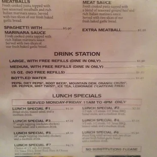 Menu at this location as of 10.25.18