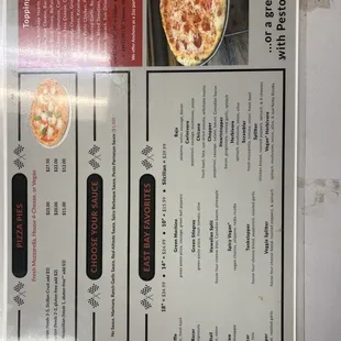 pizza, menu