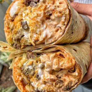 the inside of a burrito