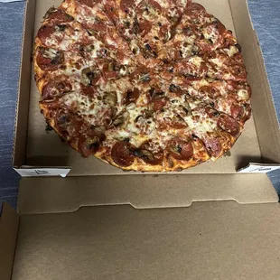 Large pepperoni &amp; mushroom pizza