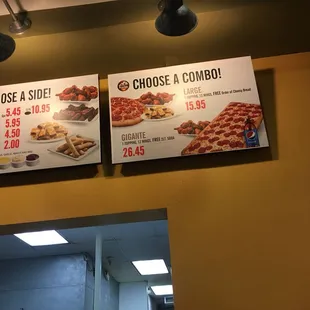 two menus on a yellow wall