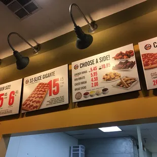 a variety of menus on a wall