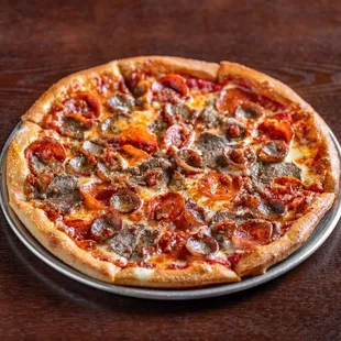 Meat Pizza: pepperoni, Italian sausage, bacon, &amp; beef