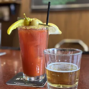 Bloody Mary and a beer back