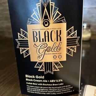 current special beer, Black Gold