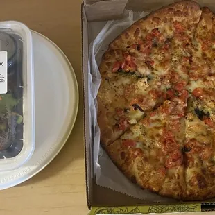 Margharita pizza and salad.