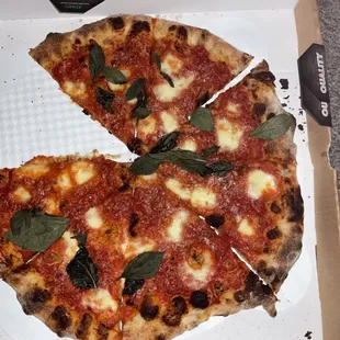 Large Margherita pizza