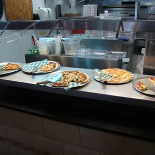 Lunch buffet self-serve pizzas...or "by the slice"...