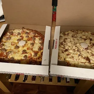 14" Sausage and Pepperoni 14" Chicken Bacon Alfredo