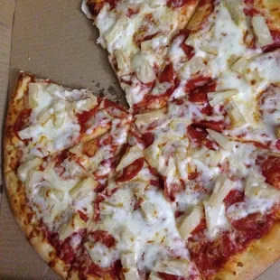 Large pineapple and pepperoni.