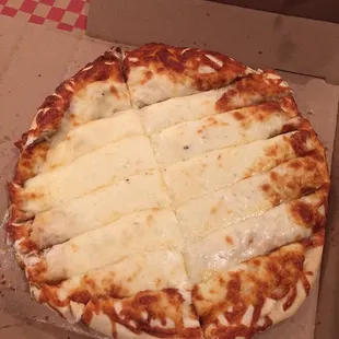 Cheese Bread.  Thicker, chewy crust.  Heavy on the cheese.