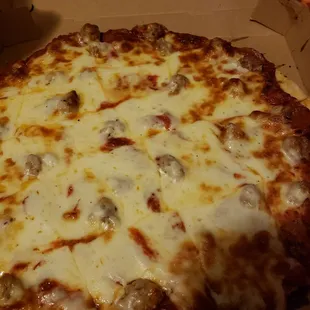 Sausage and pepperoni pizza
