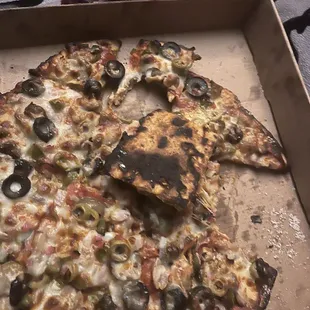 Burned pizza
