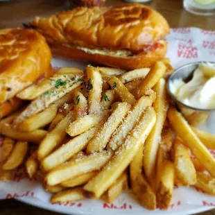 The meatball sandwich with truffle frys, great on my visit