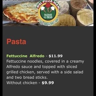 Come on, it says right on there that it is "served with a side salad and two breadsticks!!"