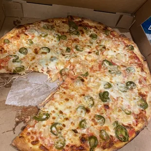 Pineapple and jalapeño cheese pizza