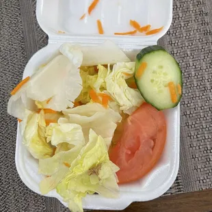 Side salad. Core of iceberg lettuce that was starting to turn bad