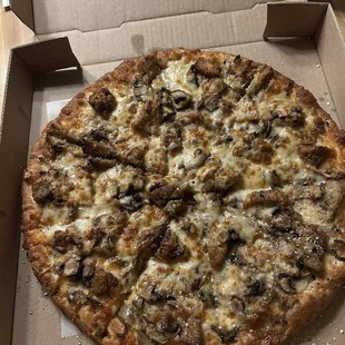 Meatball and Mushroom White Pizza