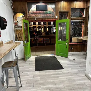 the entrance to the restaurant